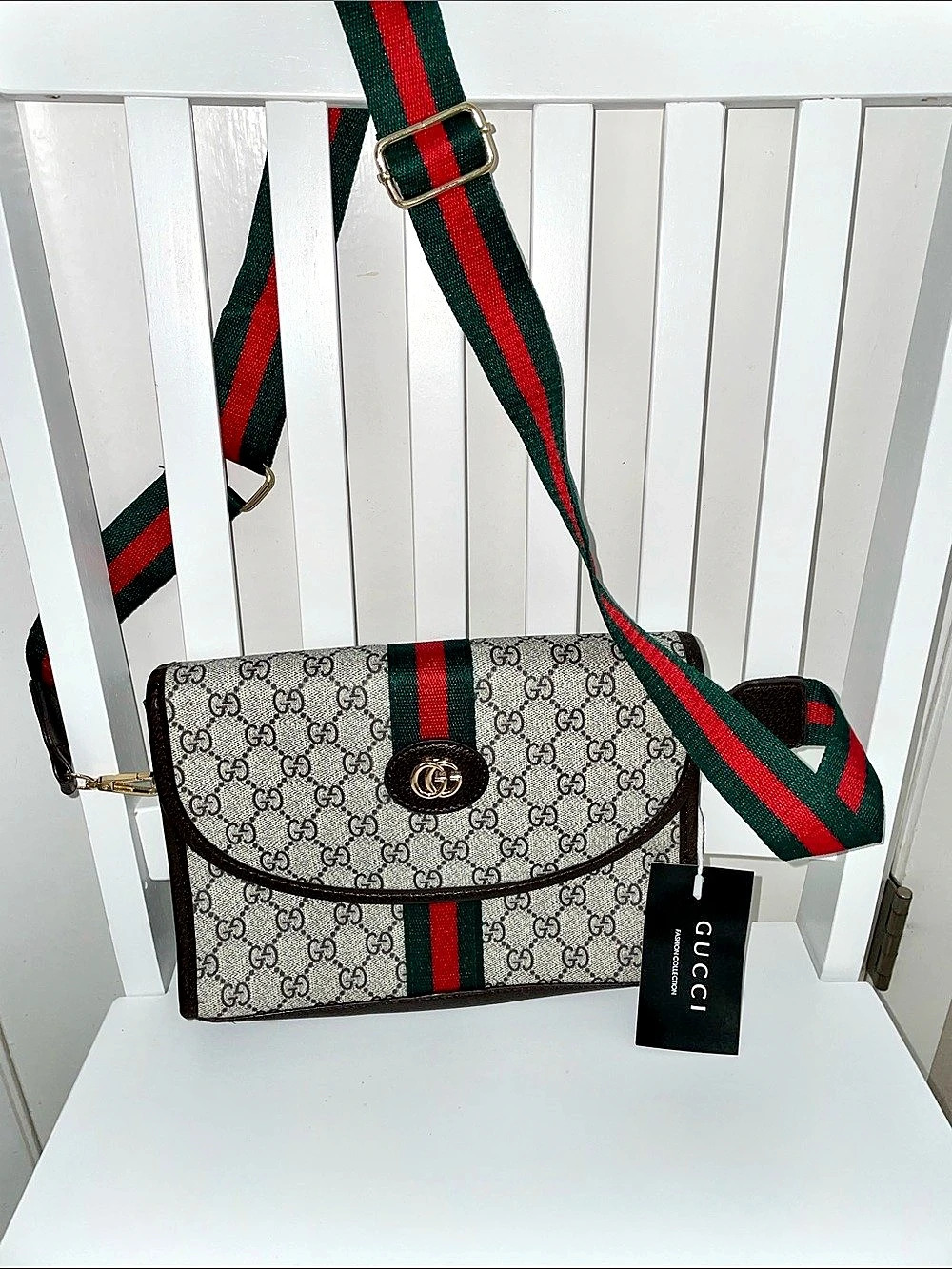 Monogram Canvas Web Stripe Crossbody purse bag